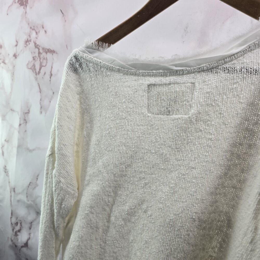 Anthropologie Sweater Womens Small White Cream Blouse Layered Long Sleeve - Picture 6 of 11